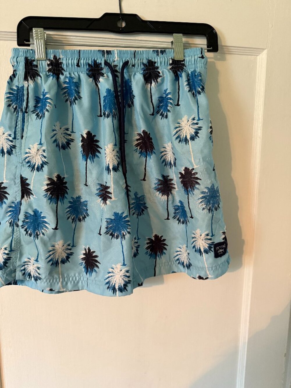 Mens' Spicy Tuna Swim Trunks Blue Palm Trees Size M